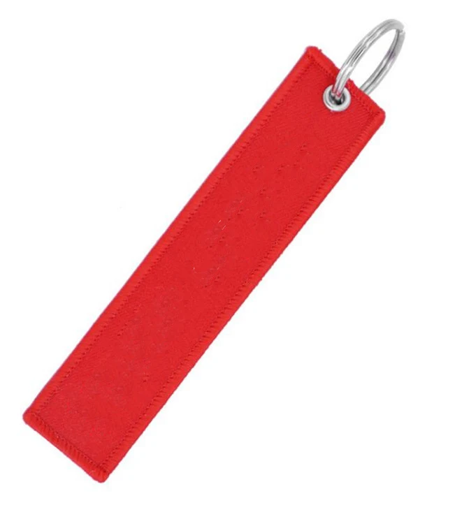 Custom Remove Before Flight Fabric Embroidered Keyring Cloth Keychain Flight Jet Tag with LogoKey tag