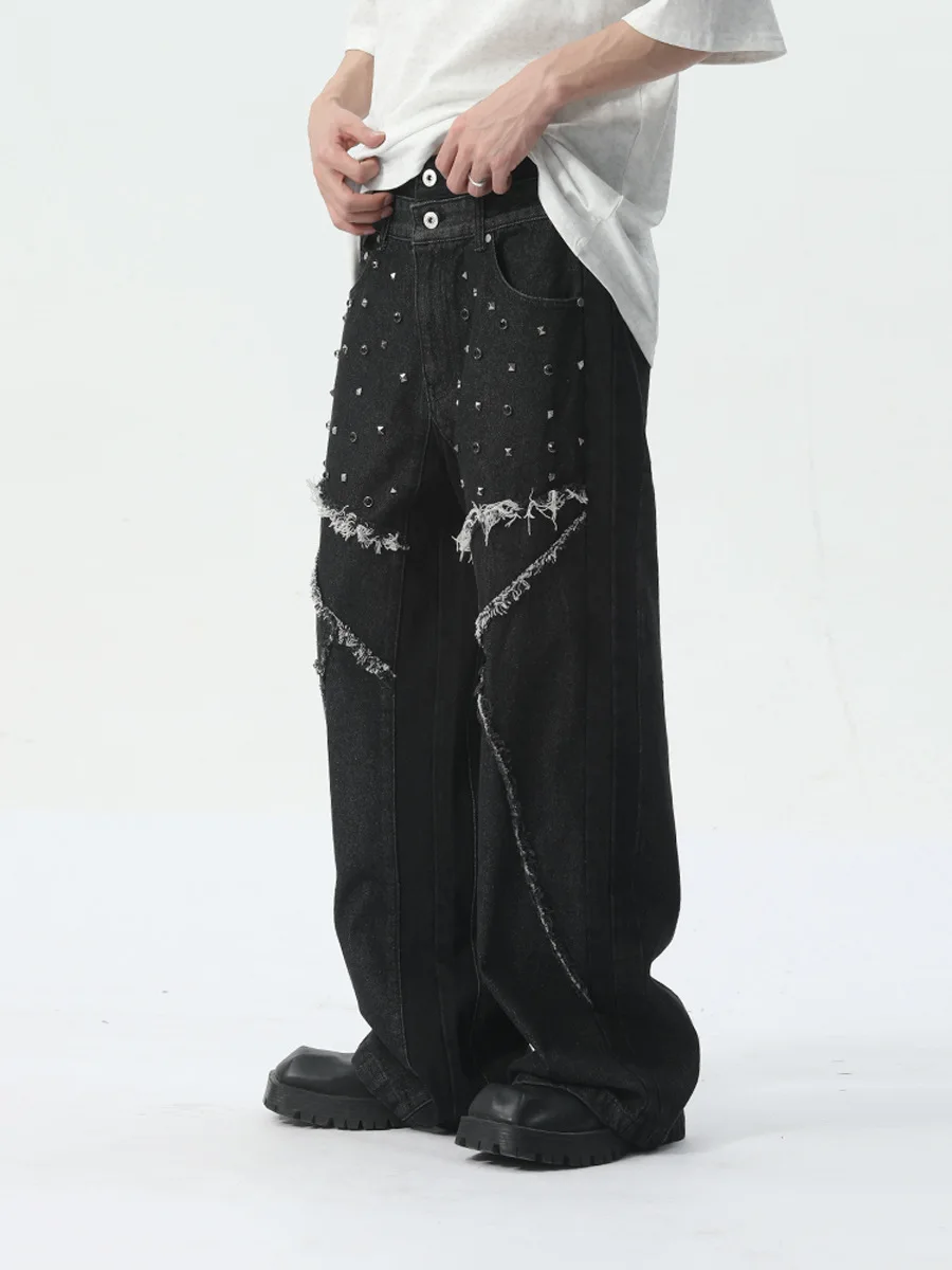 Custom Dark Blue Street Fashion Hot Sale Design High Quality 100% Cotton Denim Pants