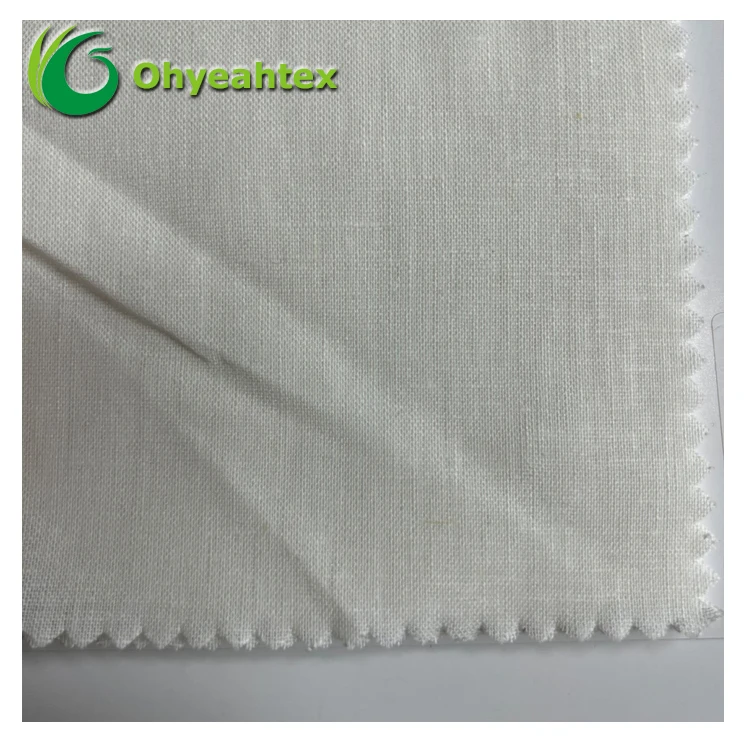 PFP Linen Cotton Woven Plain Fabric For Tshirt Dress Stock Ready Colors White Suitable For Digital Printing