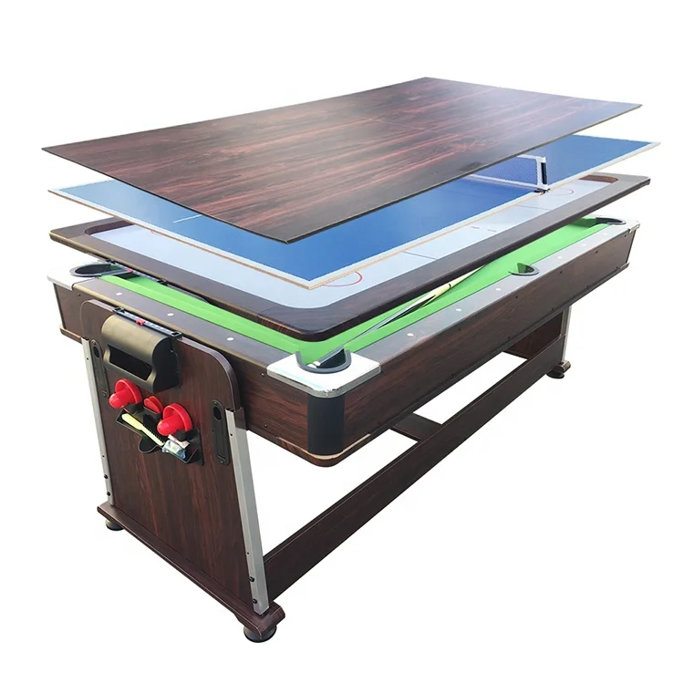 factory price 7ft 4 in 1 billiard table home entertainment with table tennis, air hockey, dining top for wholesale