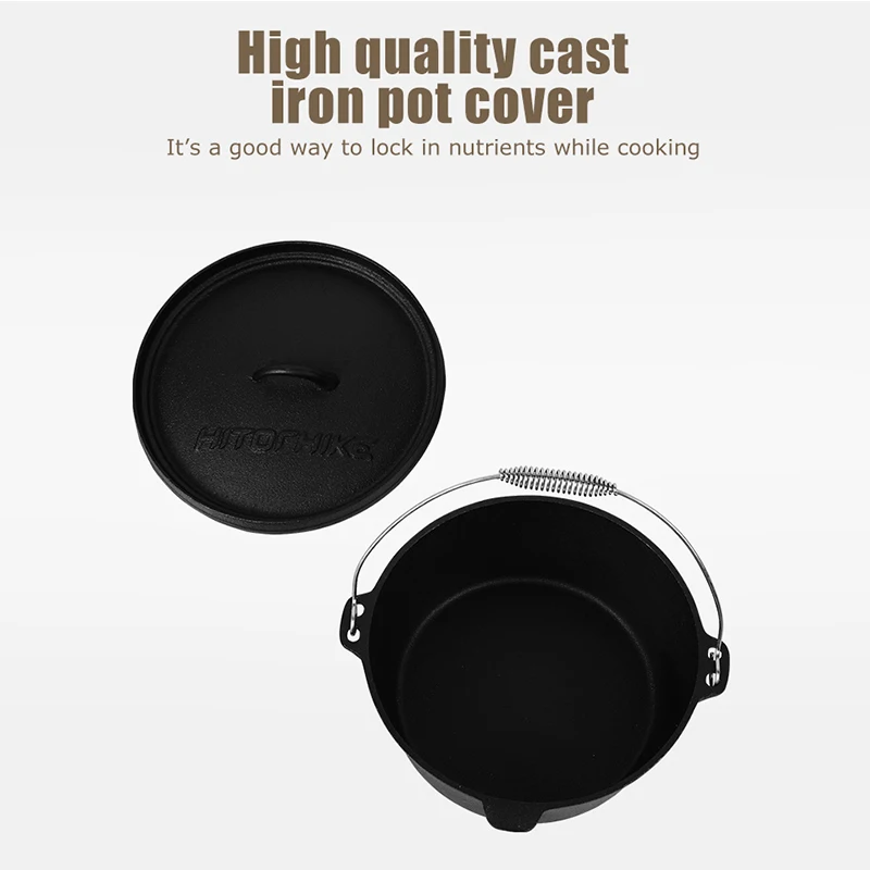Hitorhike outdoor camping cookware iron cast pan 1-2person cooking pot picnic equipment