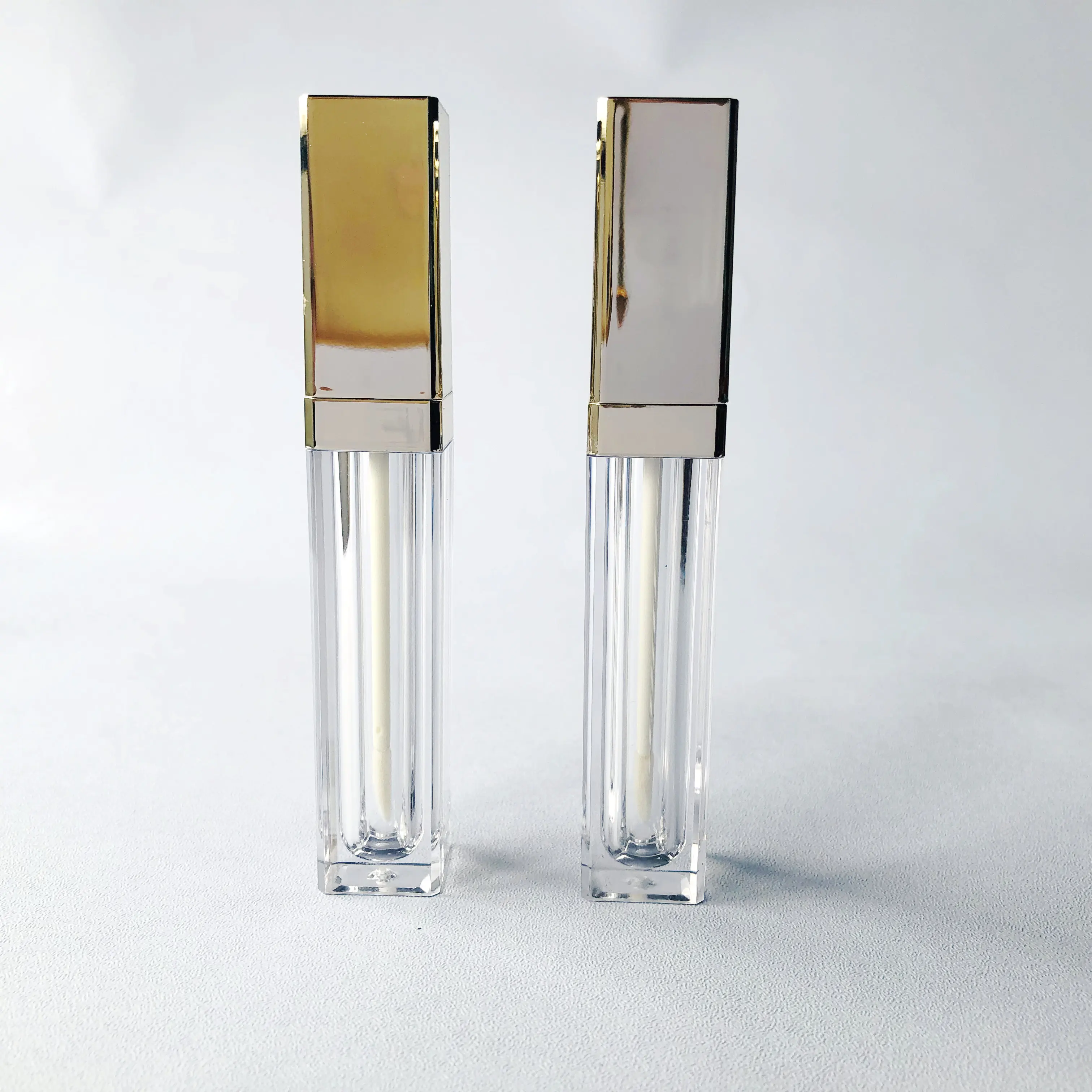 Custom LOGO Low MOQ Luxury new transparent thick wall square lip gloss tube lip glaze tube lipstick tube with collar