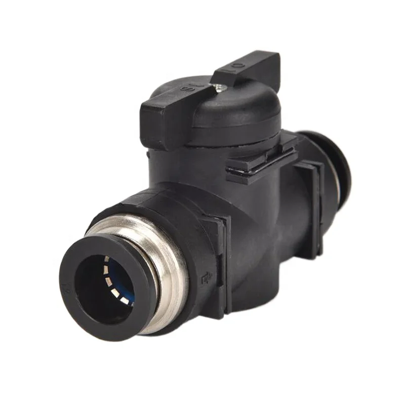 
BUC 6mm Pneumatic Parts Switch Valves Plastic Black Hand Control Valve Air Hose One Touch Fitting Quick Connector 