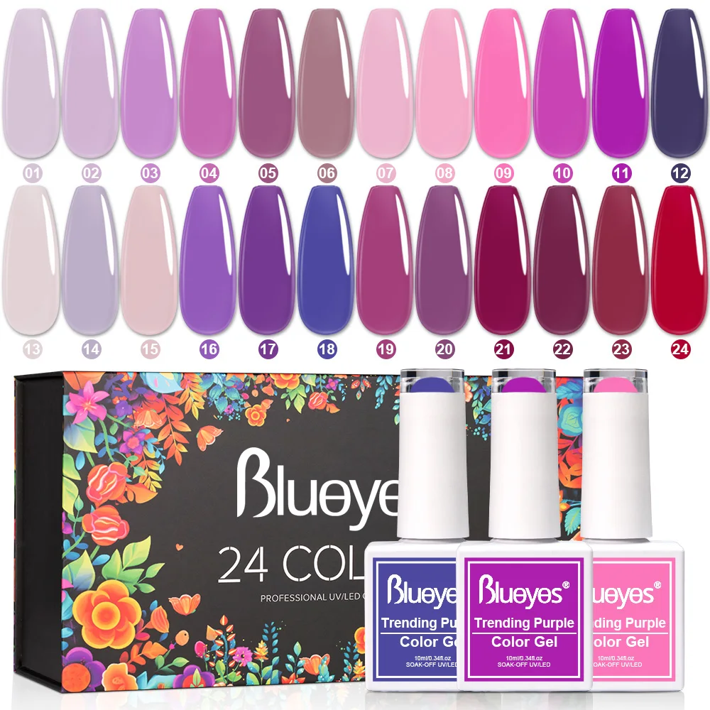 Blueyes Wholesale OEM Private Label Colorful UV LED Gel Varnish Semi Permanent Soak Off Gel Nail Polish Set for Nails Art Salon