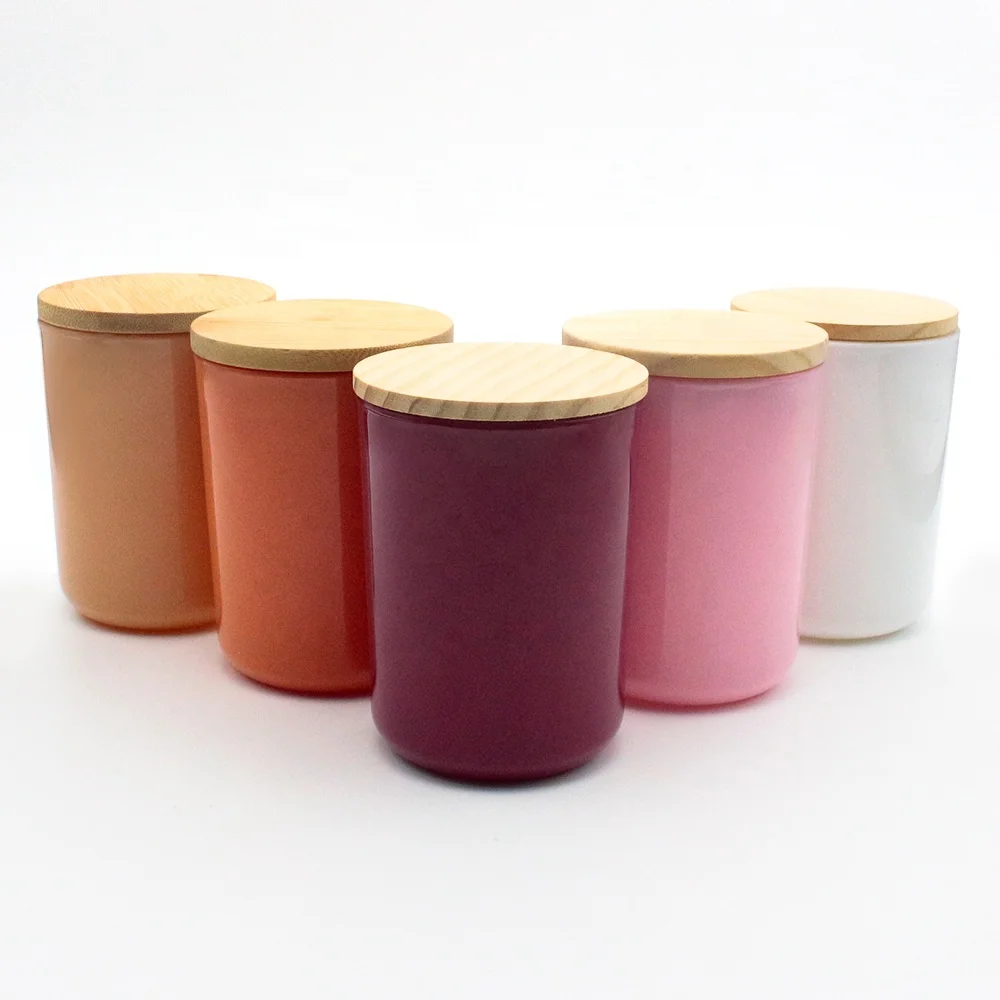 FENGJUN  empty 8oz customized colored painted round candles jar glass candle jars with lid