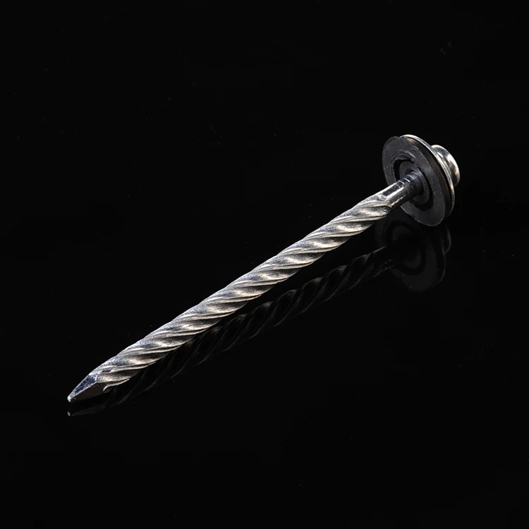 Umbrella head roofing nail sharp diamond point with rubber washer