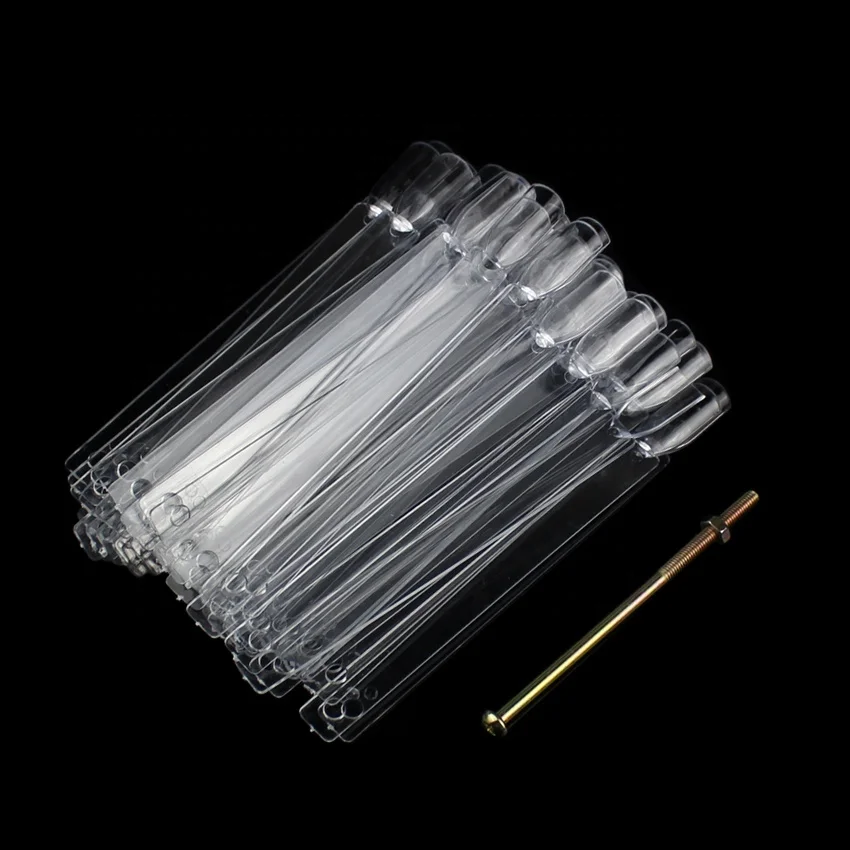 
50 Pcs Clear/Natural False Nail Art Tips Sticks Polish Display 