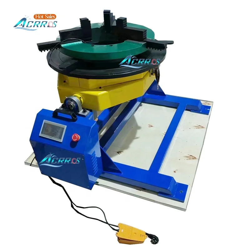 220V Welding Positioner with 240mm Center Hole 600kg Capacity 220V Pipe Rotating Table for Positioning & Welding