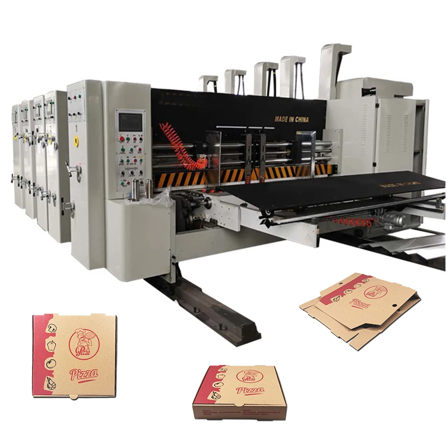 Corrugated Cardboard Carton Box Flexo Printing Die Cutter Slotter Pizza Box Making Machine Price