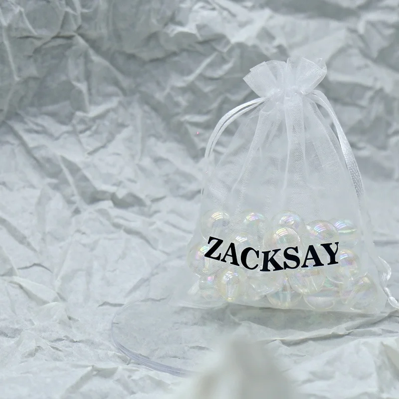 packaging custom white organza drawstring bags with logo wholesale for party gift jewelry