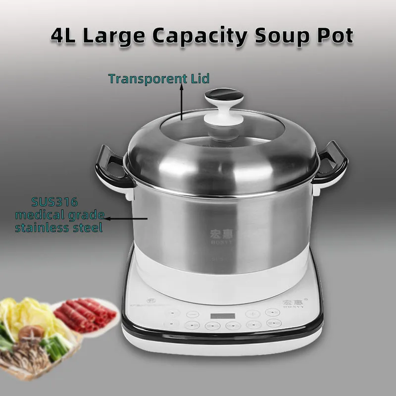 Factory Supply Custom Wholesale Stainless Steel Electric Food Steamer With Clay Ceramic Tray  Electric Steam Pot