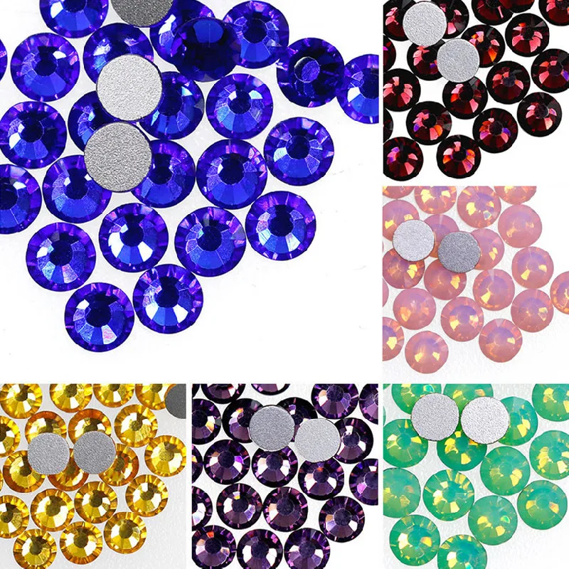 Wholesale round glass crystal non-thermal repair rhinestone nail art decoration loose multi-color rhinestone flat back