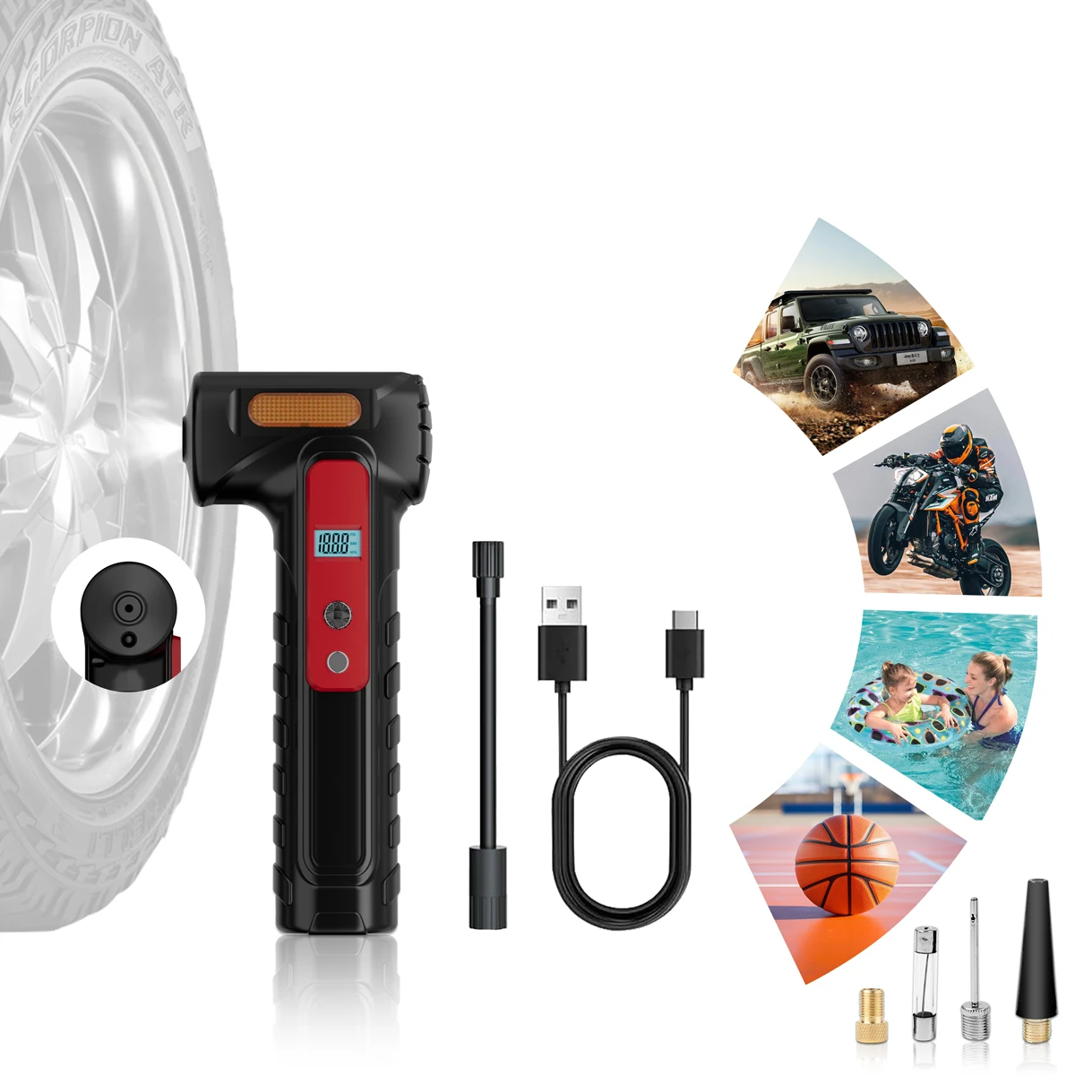 Автомобильный насос для шин, беспроводной цифровой компрессор, 150psi, Электрический автомобильный насос для шин, миниатюрный беспроводной
