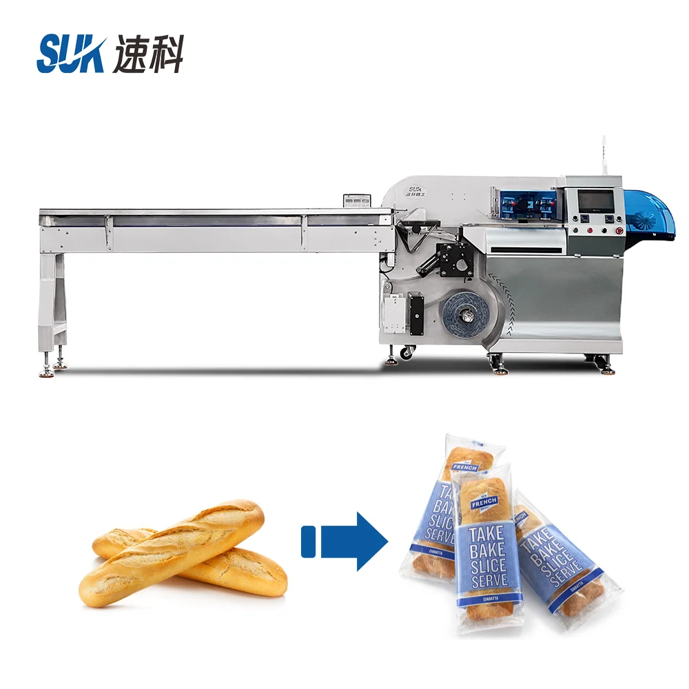 Automatic High Speed Baguette Pizza Quick Frozen Food With Date Flow Pillow Packing Machine