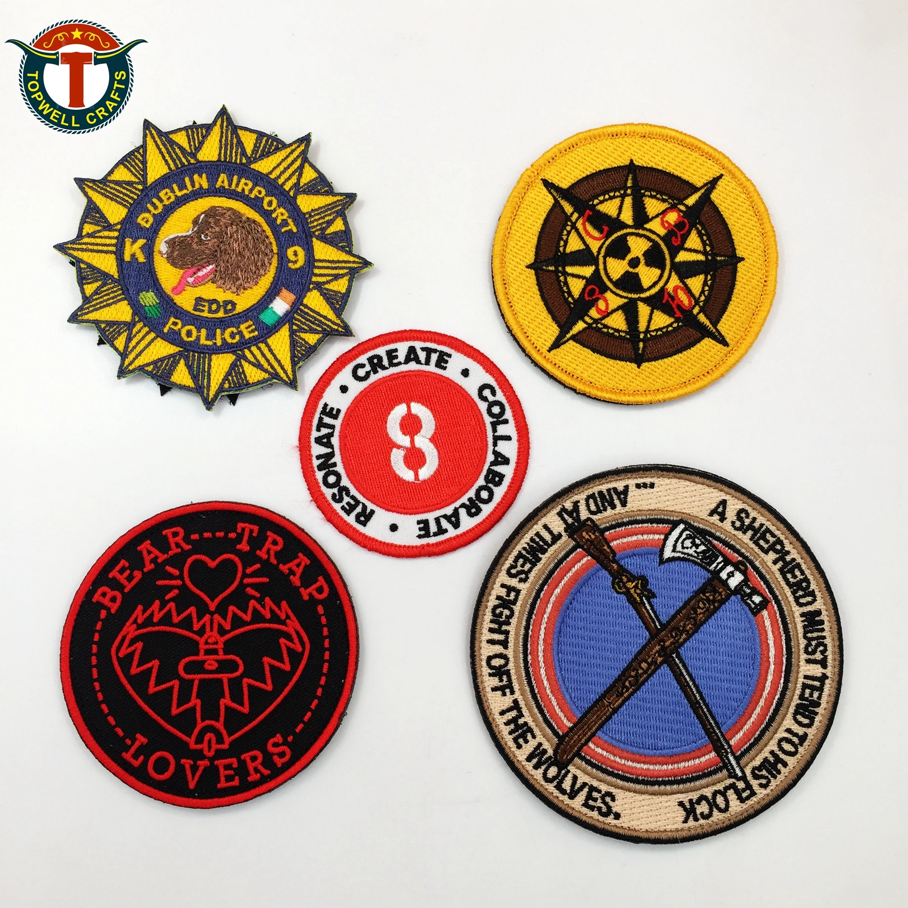 Factory direct hand-sewn woven label fabric patch wind woven label clothing decoration fabric patch