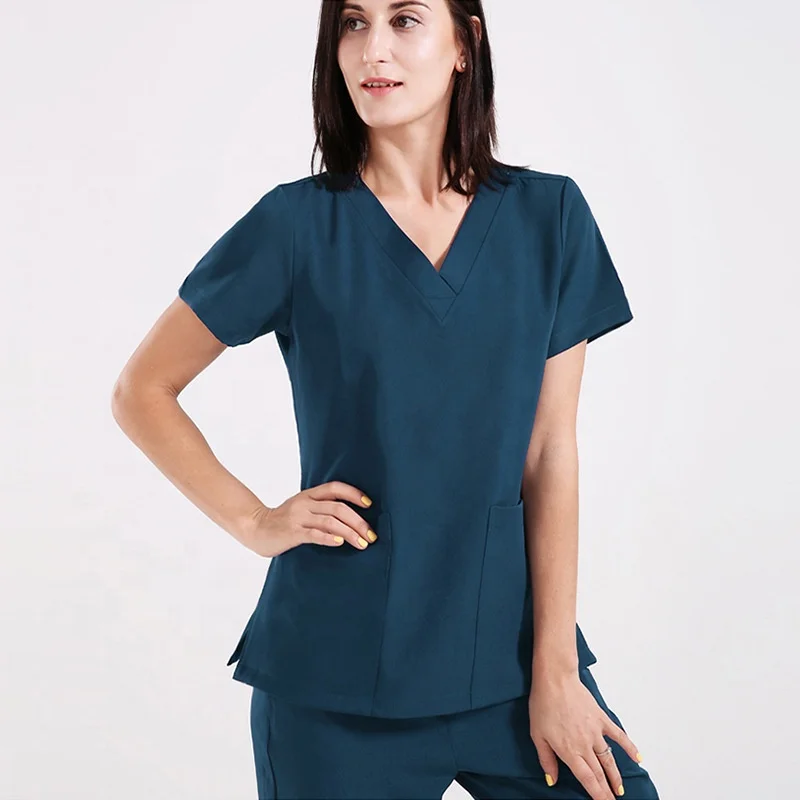 Women healthcare polyester rayon spandex vendors medical scrubs 4 way stretch scrubs uniforms sets nursing scrubs