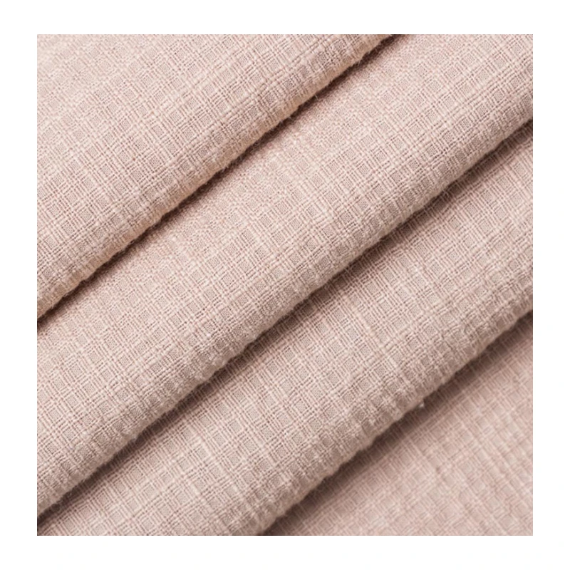 Organic Home Textile Curtain Hot Sale 55 Ramie 45 Linen Dress Cotton Weight Material Yarn Plaid Jacquard Cotton Ramie Fabric