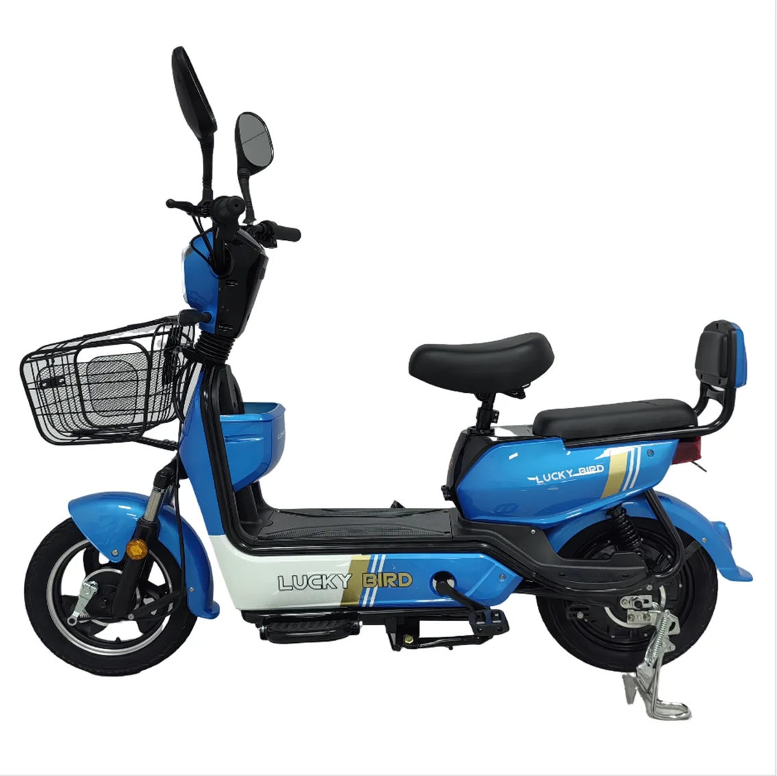 Factory hot sale with rear trunk can put things in the electric bike blue bike can be two adult electric bike