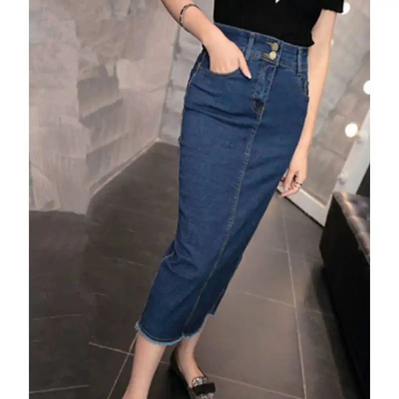 Denim package pure desire igure flattering denim skirt new mid-length cow summer short skirts for women
