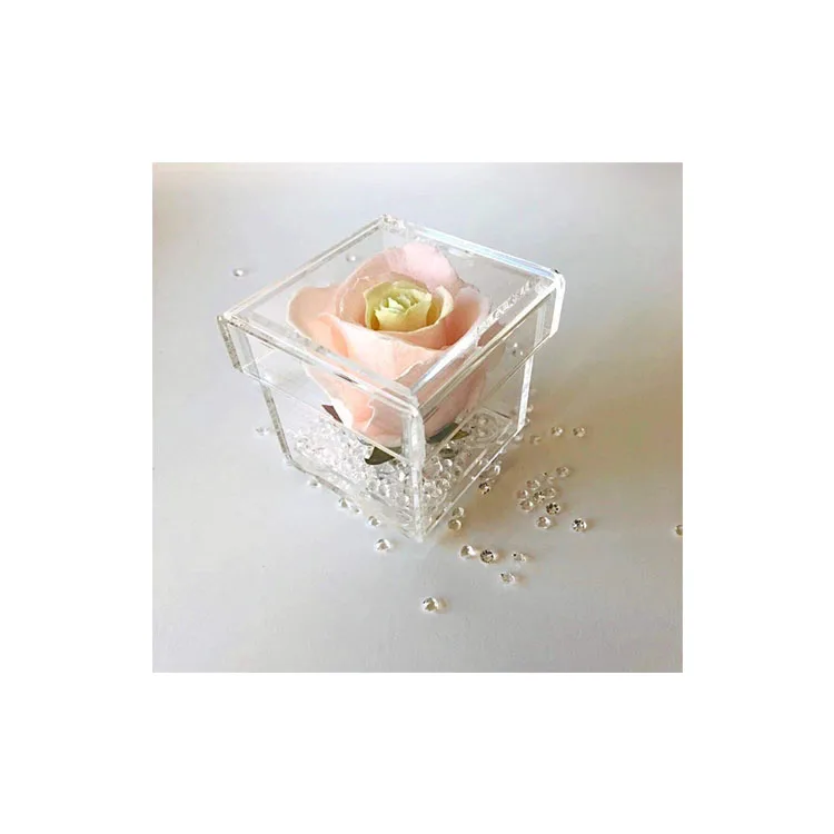 Оптовая продажа, прозрачные маленькие прозрачные акриловые подарочные коробки с крышкой 7*7*10 см