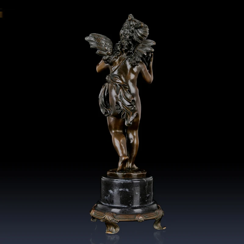 Бронзовая детская Статуя Ангела металлическая медная Статуэтка Cherub скульптура домашний декор