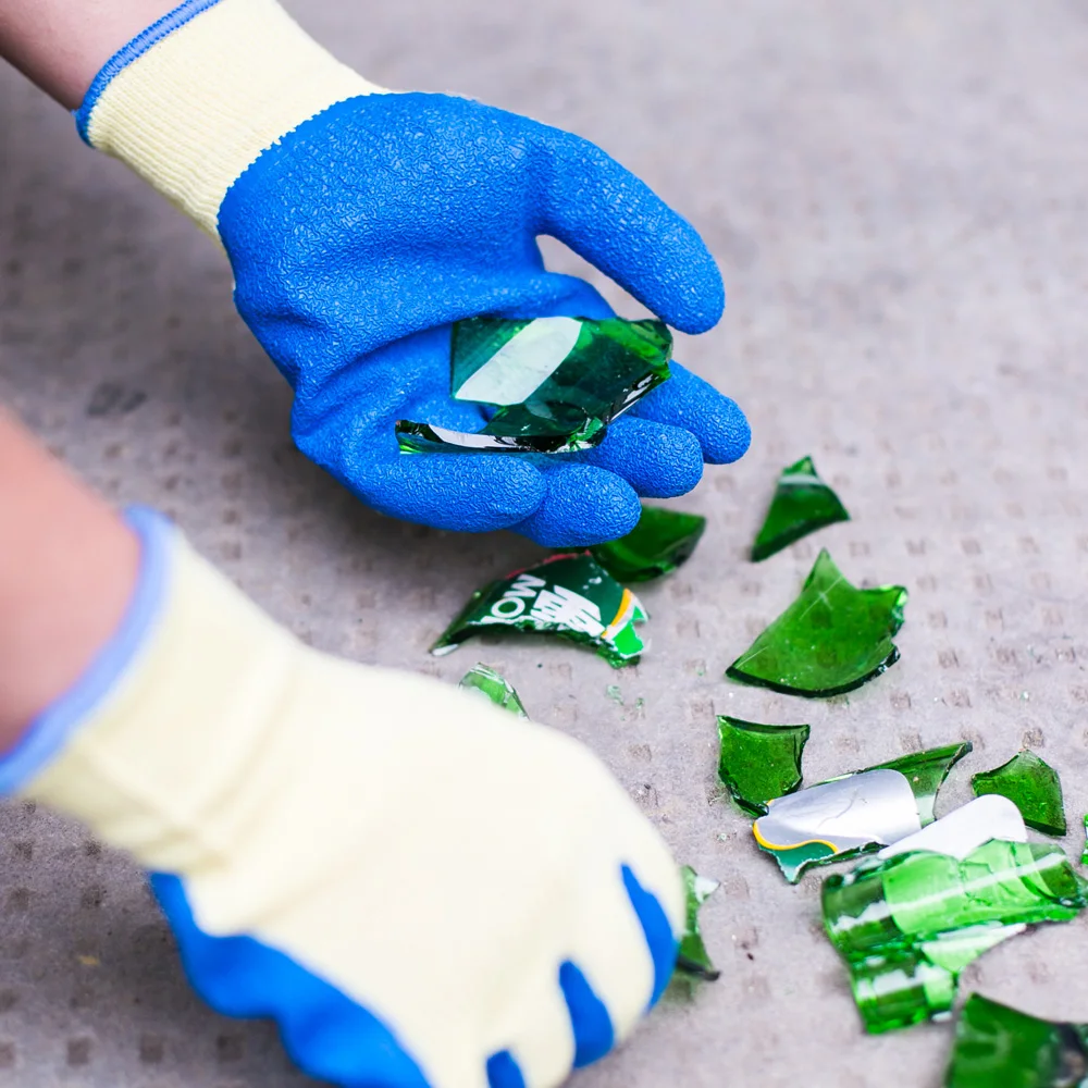 blue latex palm gloves