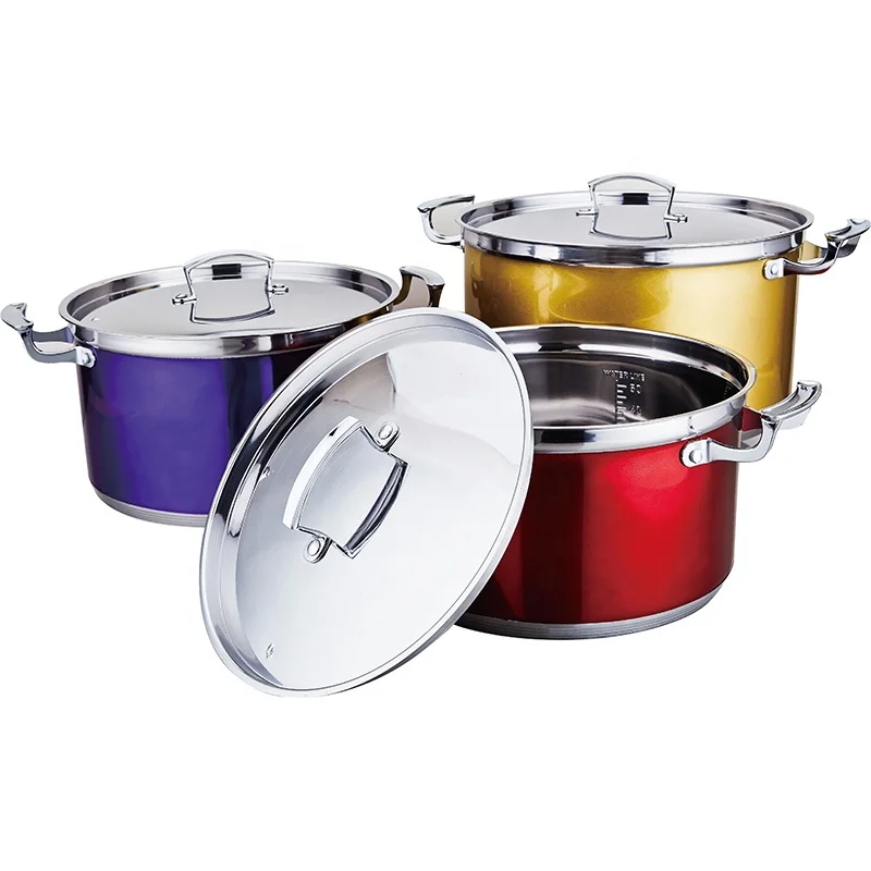 ELERANBE 12pcs Stainless Steel Cookware Sets pots and pans Factory wholesale Cheaper finer Saucepan frying pan Logo custom OEM