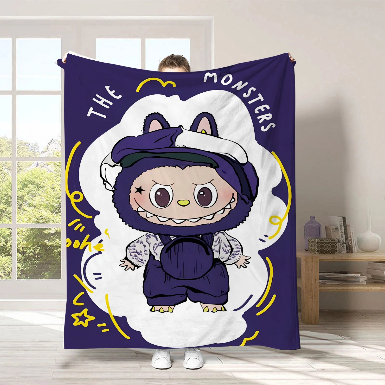 New Labubu Cartoon Anime Flannel Blanket Labubu Throw Home Sofa Lunch Break Blankets Student Blankets Nap Gift