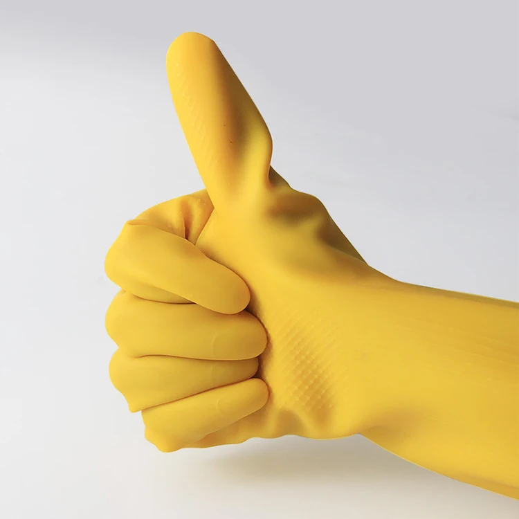 Yellow Latex Rubber Household Gloves Waterproof and Anti-Slip Kitchen Gloves Ready for Shipment Cheap Household Latex Gloves