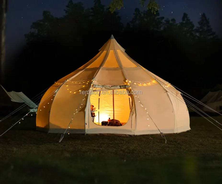 Remaco Outdoor Glamping Luxury Heavy Duty 4 Season Cotton Canvas Trap Extra Large 4m 6m 5m Luna Bell Tent
