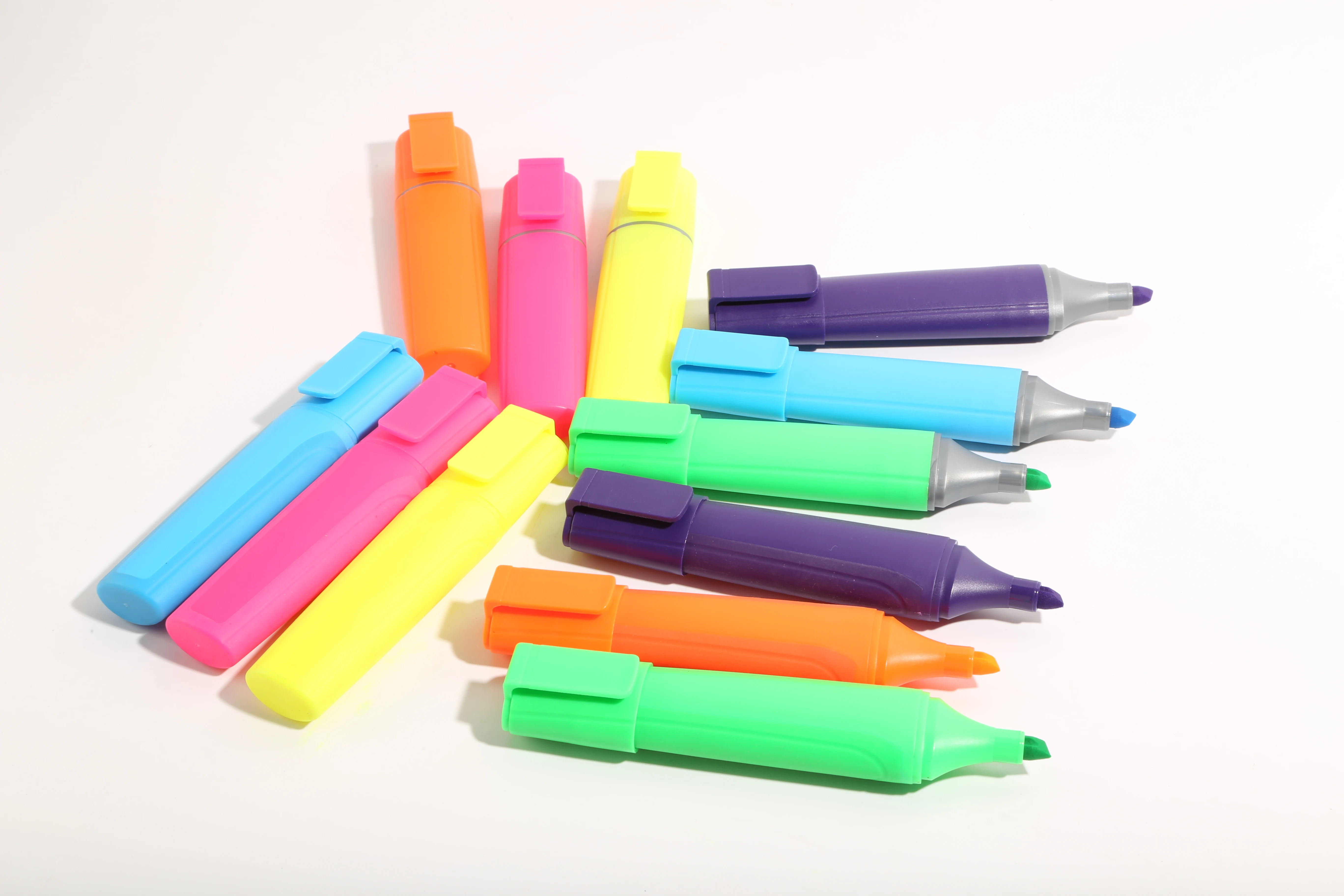 multi 6 neon colors highlighters marker pen set non-toxic soft oblique tip customized highlighter markers