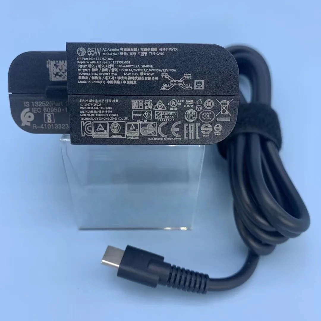 AC 65 Вт USB C адаптер типа зарядное устройство для ноутбука HP Elite X2 1012 G1 G2 TPN-CA06 TPN-CA10 TPN-LA12 PA-1650-38HT L04540-002