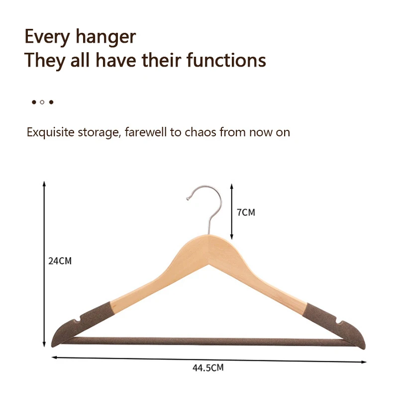 Hotel Clothes Rack Anti Slip Velvet Wood Hangers Manufacturer Clothes Store Half Flocking Wooden Clothes Hangers