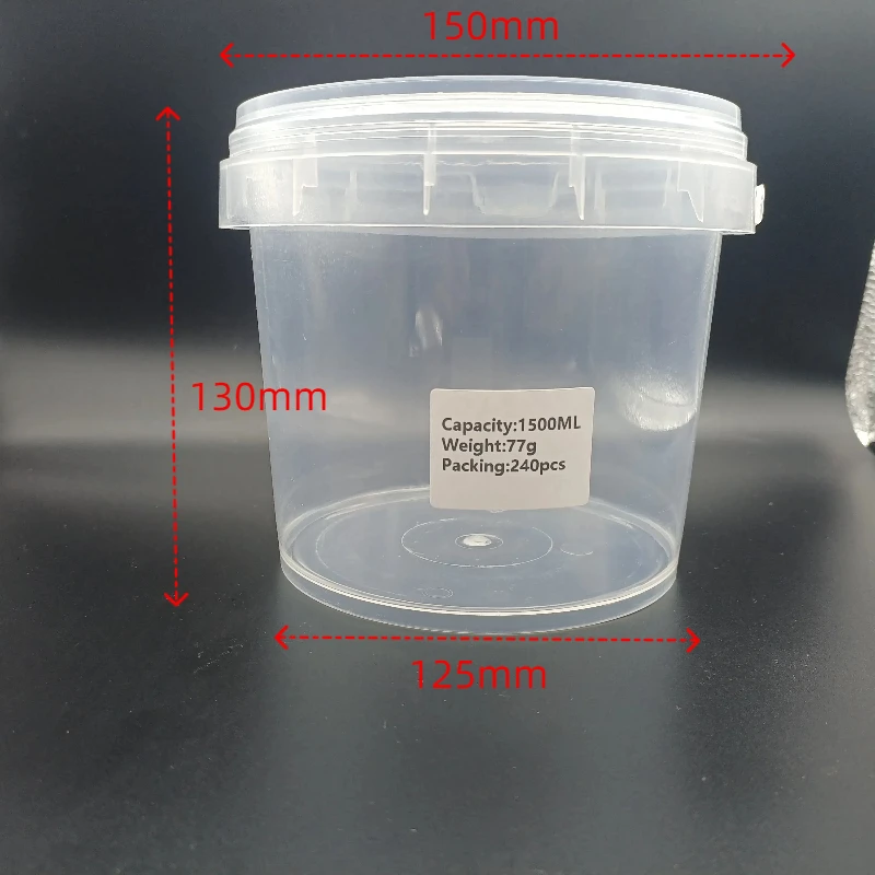 Plastic Bucket with Lid Round clear Pails  Food Grade Bucket Take Away Container