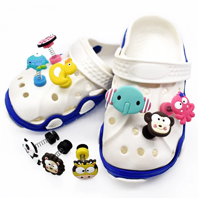 Stock Lovely ducks monkey Shaped Spring Wave Shoe Charms Soft PVC Shoe Decorative Charm charm
