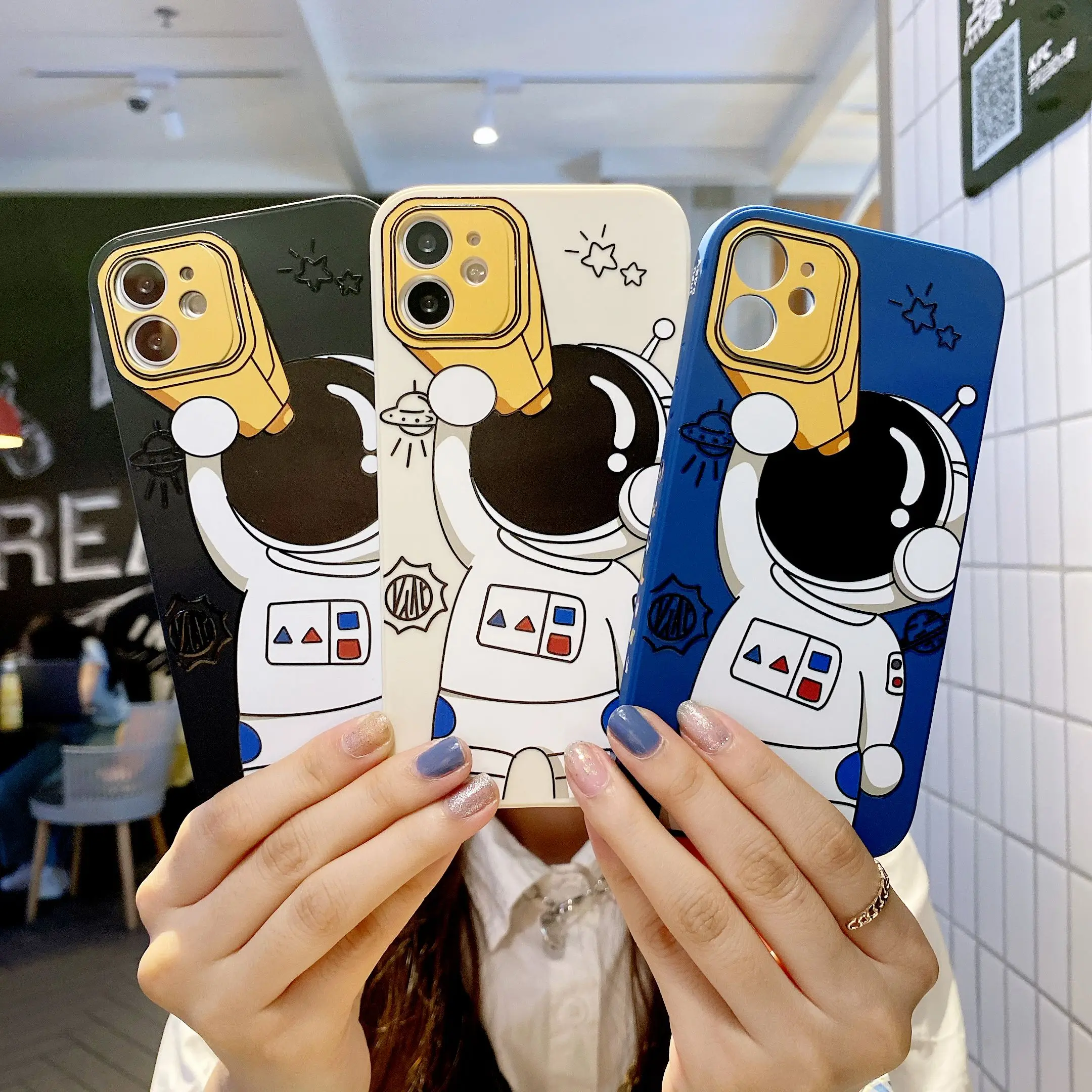 3D Funny Cool Side Edge Printing Spaceman Astronauts Soft TPU Phone Case Cover For iPhone 12 11 Pro Max XR 6 7 8 Plus