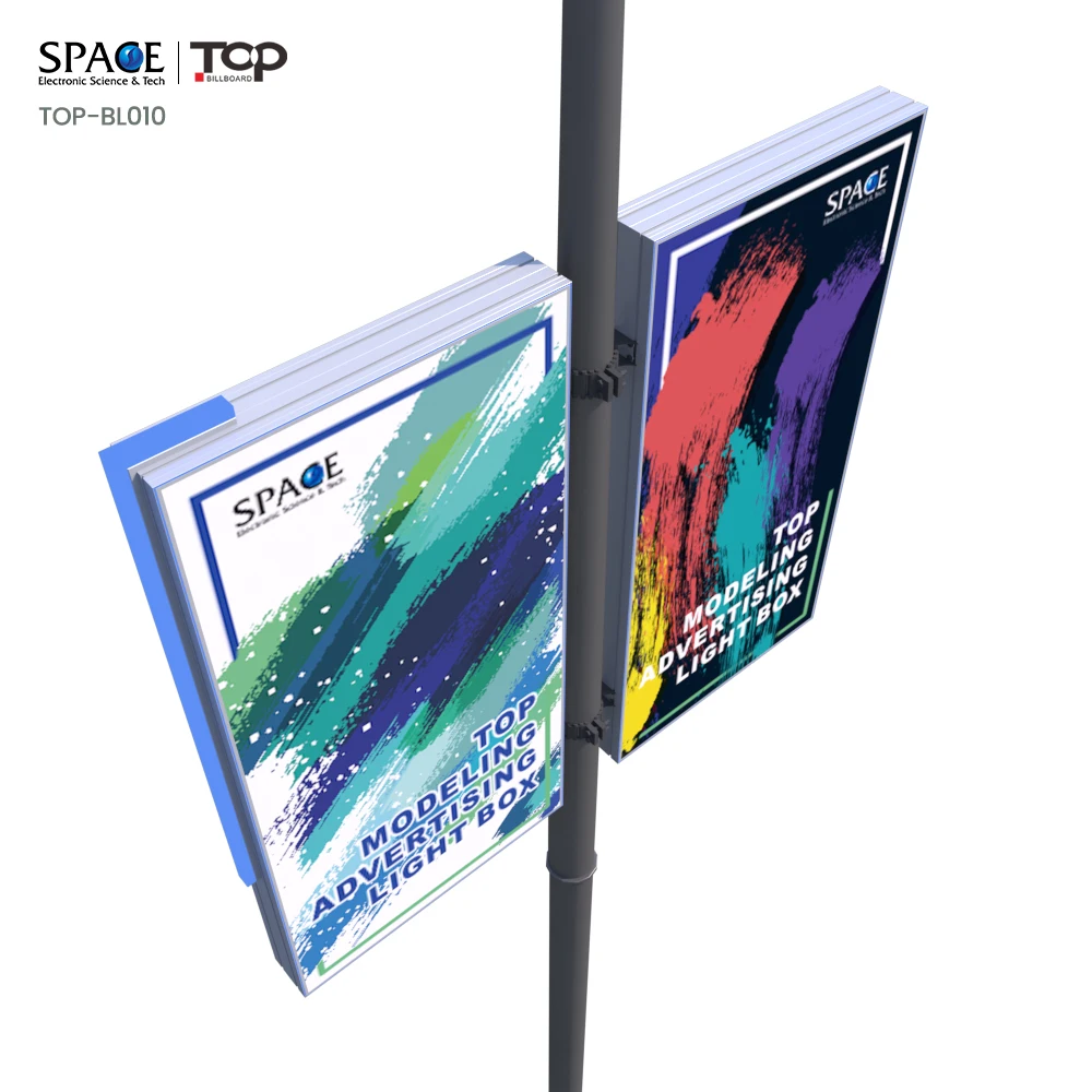 Lamp Pole Light Box Fabric Light box Illuminated Sign Board Double Sided Backlit Fabric Billboard Outdoor Light Box