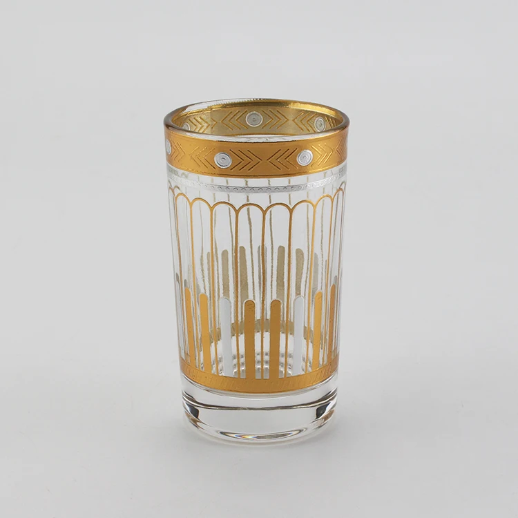 New Hot Selling  5OZ Glass Tumbler customized Moroccan Tea Cup Sets With Handmade Decal Water Glass Set islamic tea set