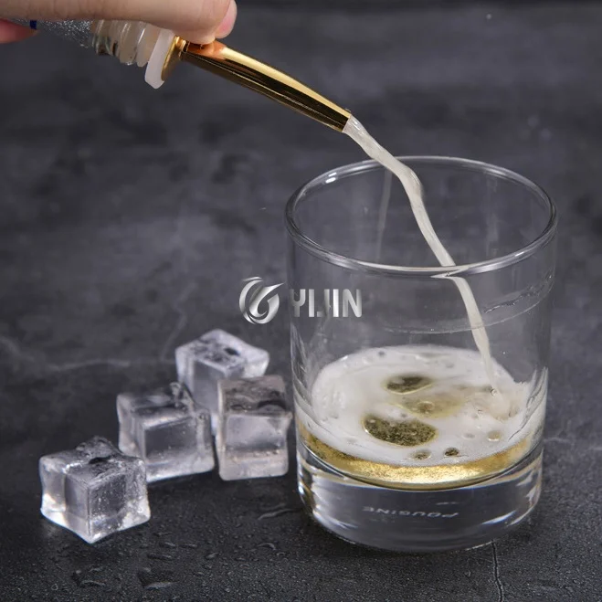 Wholesale bar cocktail whisky drink control speed spout oil bottle aerator rose gold black stainless steel wine pourer