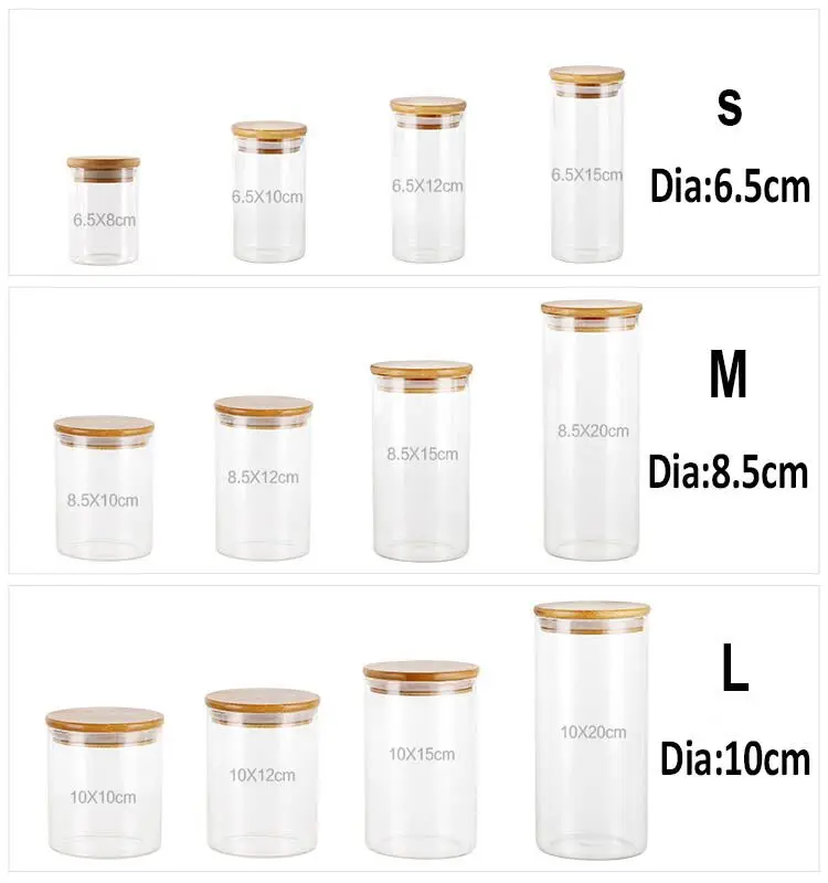 container borosilicate supplier glass jar with bamboo wooden lid