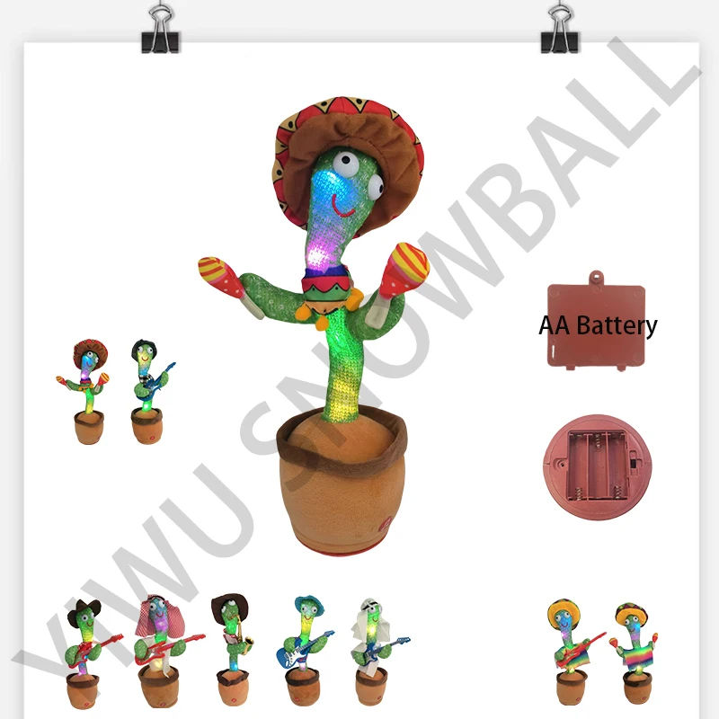 Wholesale Battery & Usb Charging Electric Singing Talking Dancing Recording Twisting Cactus Stuffed Plush Doll Toy For Children