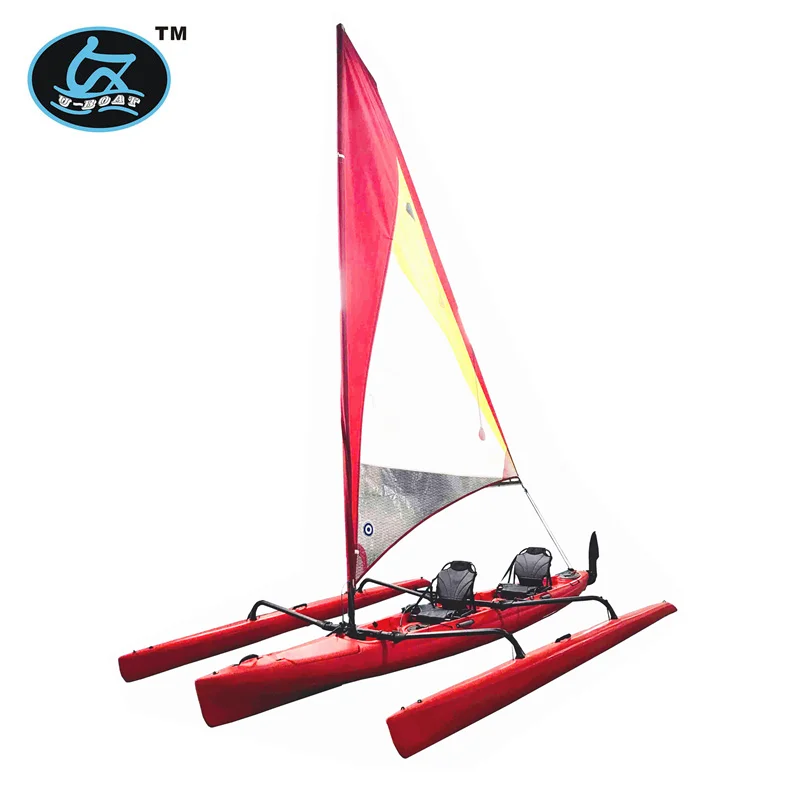 
18ft plastic sailing boat with foot drive pedal system and rudder 