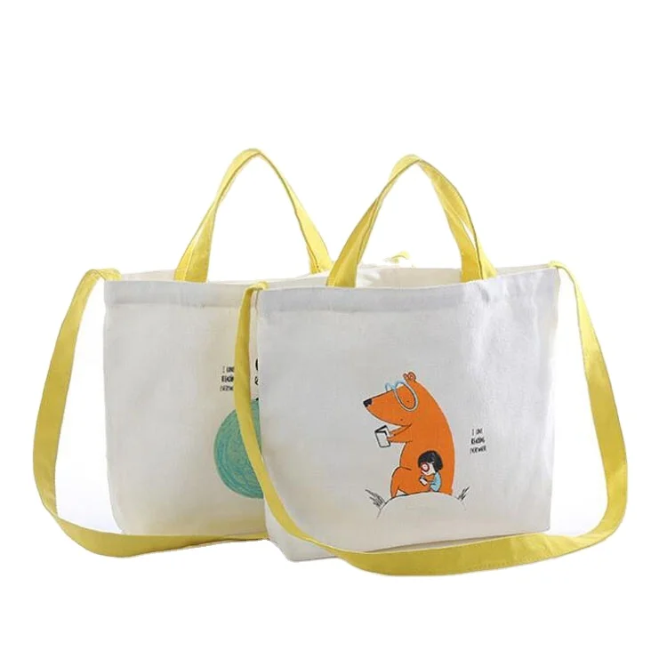 
Customize Eco 100% Cotton Organic Cotton Tote Bag With Neon Yellow String 