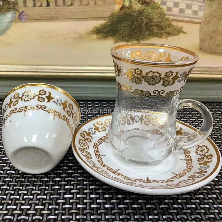 Фабрика Chaozhou новейший дизайн новый Костяной фарфор 18 шт. кофейный набор в арабском стиле фарфоровое блюдце турецкое чайное стекло и