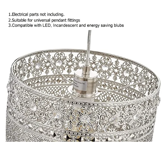 Round Shade Fitting Universal home decorative Sparkling Crystal Jewel Droplets Chandelier Ceiling pendant light