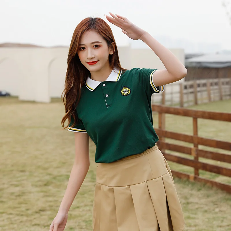 2025 Custom Design Fabric Colour Kindergarten Primary Children Polo Shirt Skirt Boys and Girls Summer School Uniform Dress