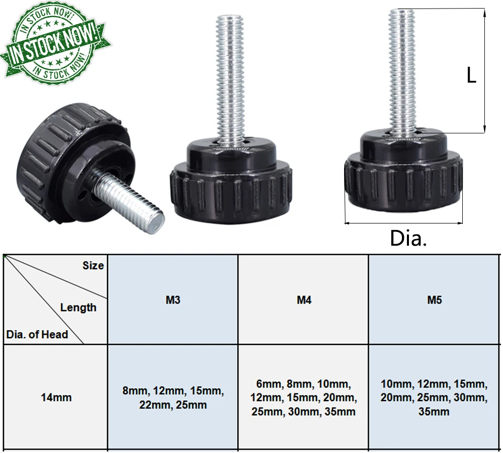 Thumb Wing Screw Blue Camera Knob China Col M4 M5 M6 M8 Thumb Screws Plastic Head T-Knob 6--32-Thumb Screw