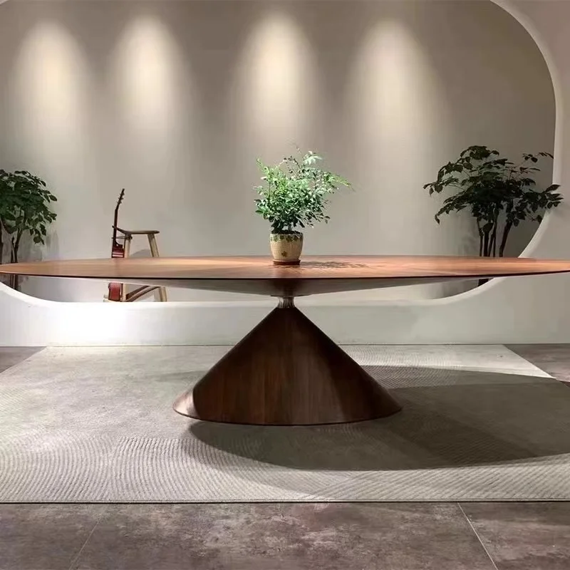 Italian Modern Luxury Walnut Wood Dining Table 1 Piece 6-Seater for 20 Persons Traditional Flying Saucer Wooden Table for Hotels