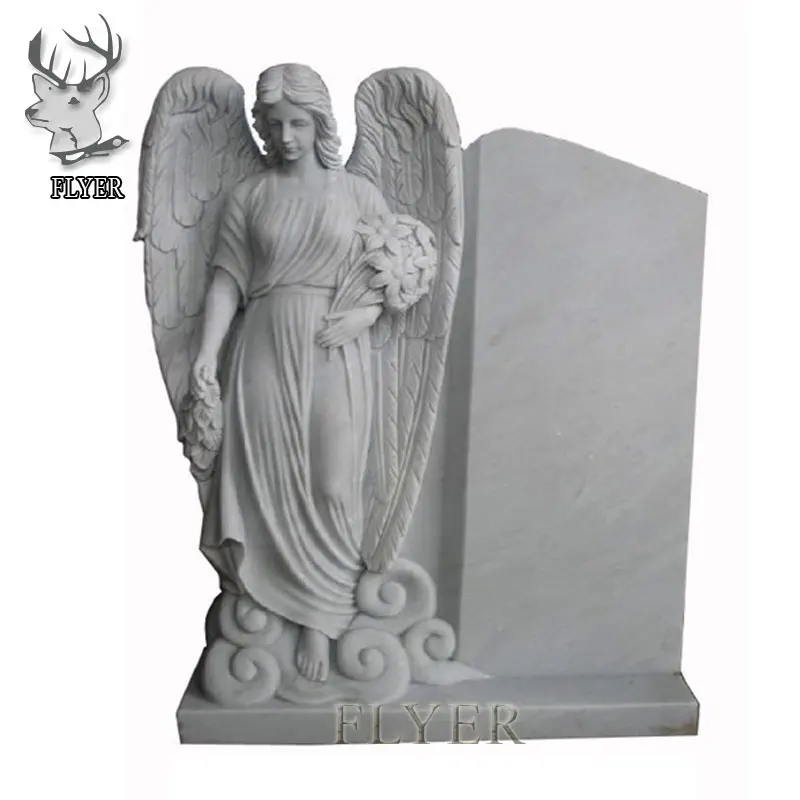 Western Style Memorial Cemetery Grave Stone Silence Angel Monument  Sunset Red Marble Angel Statue Tombstone