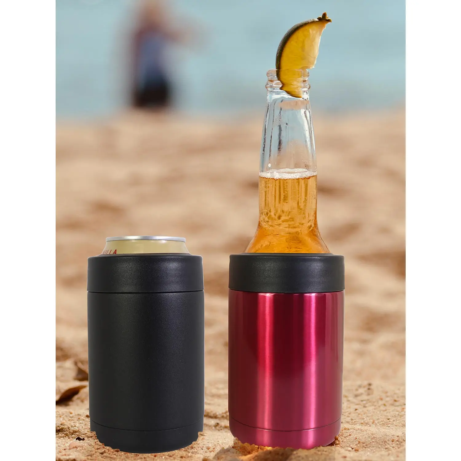 Frosty Vacuum Insulated Double Wall Stainless Steel Wedding Party Beer Chiller Long Neck 3-1 beer Bottle Can Cooler with Opener